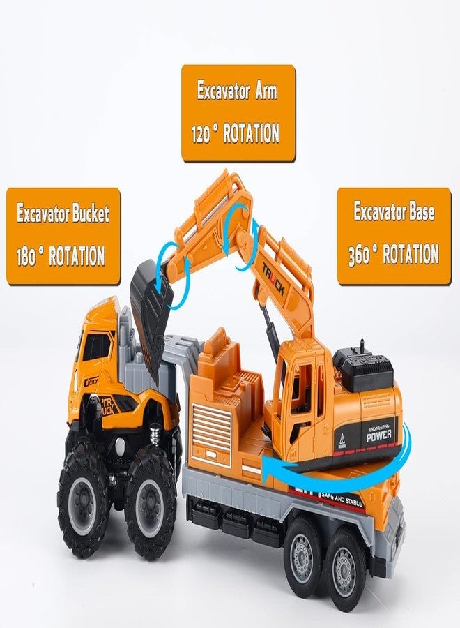ISTOSY Friction Powered Excavator Construction Truck Toy for Kids Boys Engineering Diggers Die cast Alloy Model Tow Truck Pull Back Vehicle Gift - Image 2